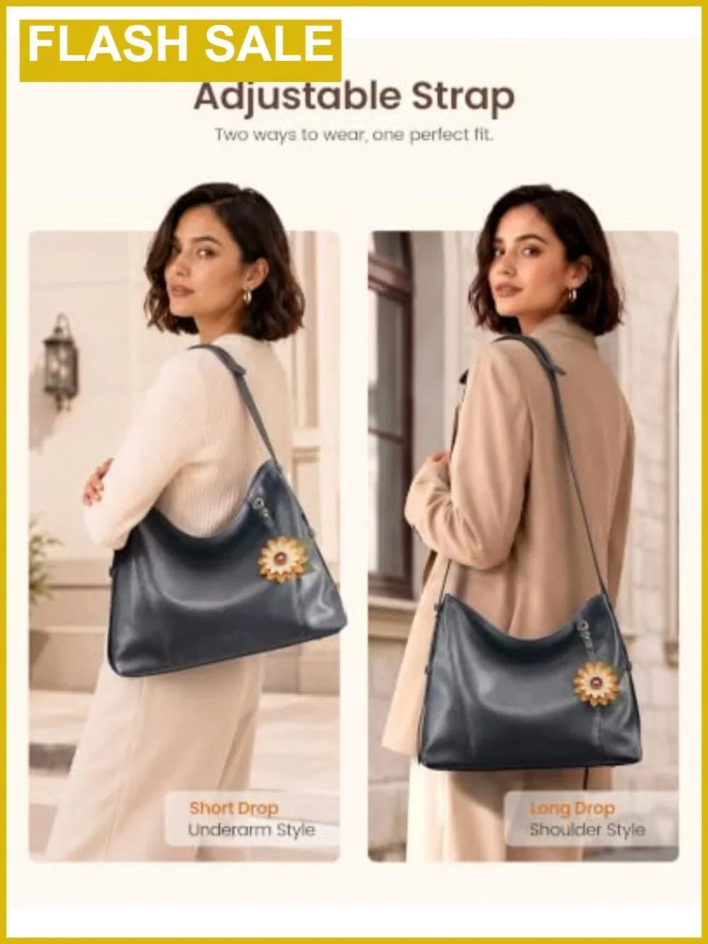 Women's Hobo Handbag PU Leather Crossbody Shoulder Bag with Adjustable Strap